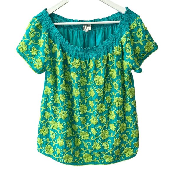 Sister Mary Tops - Sister Mary Claudia Floral Embroidered Boho Peasant Cotton Top Women's size S